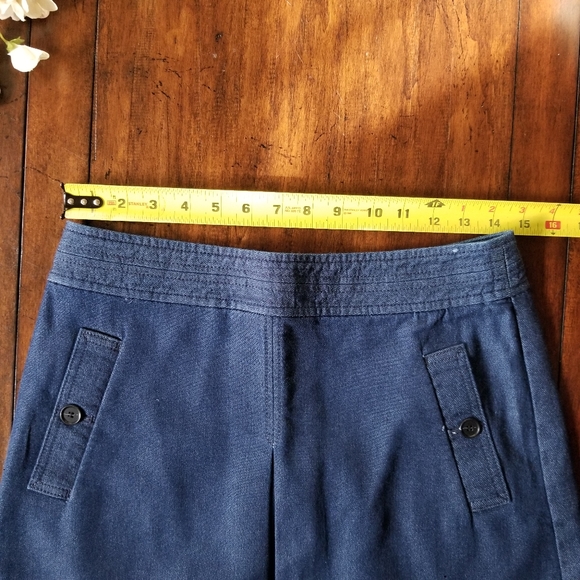LOFT | Denim Look-a-like Skirt A-line Button Pleat - Picture 7 of 8